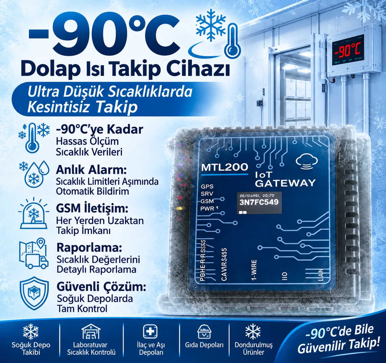 -90°C Isı Takip Cihazı | Kanser Hastaneleri ve Hassas Laboratuvarlar İçin Güvenilir Sıcaklık Takibi
